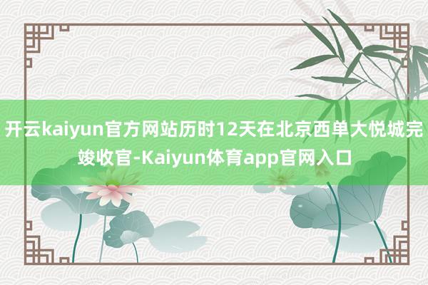 开云kaiyun官方网站历时12天在北京西单大悦城完竣收官-Kaiyun体育app官网入口